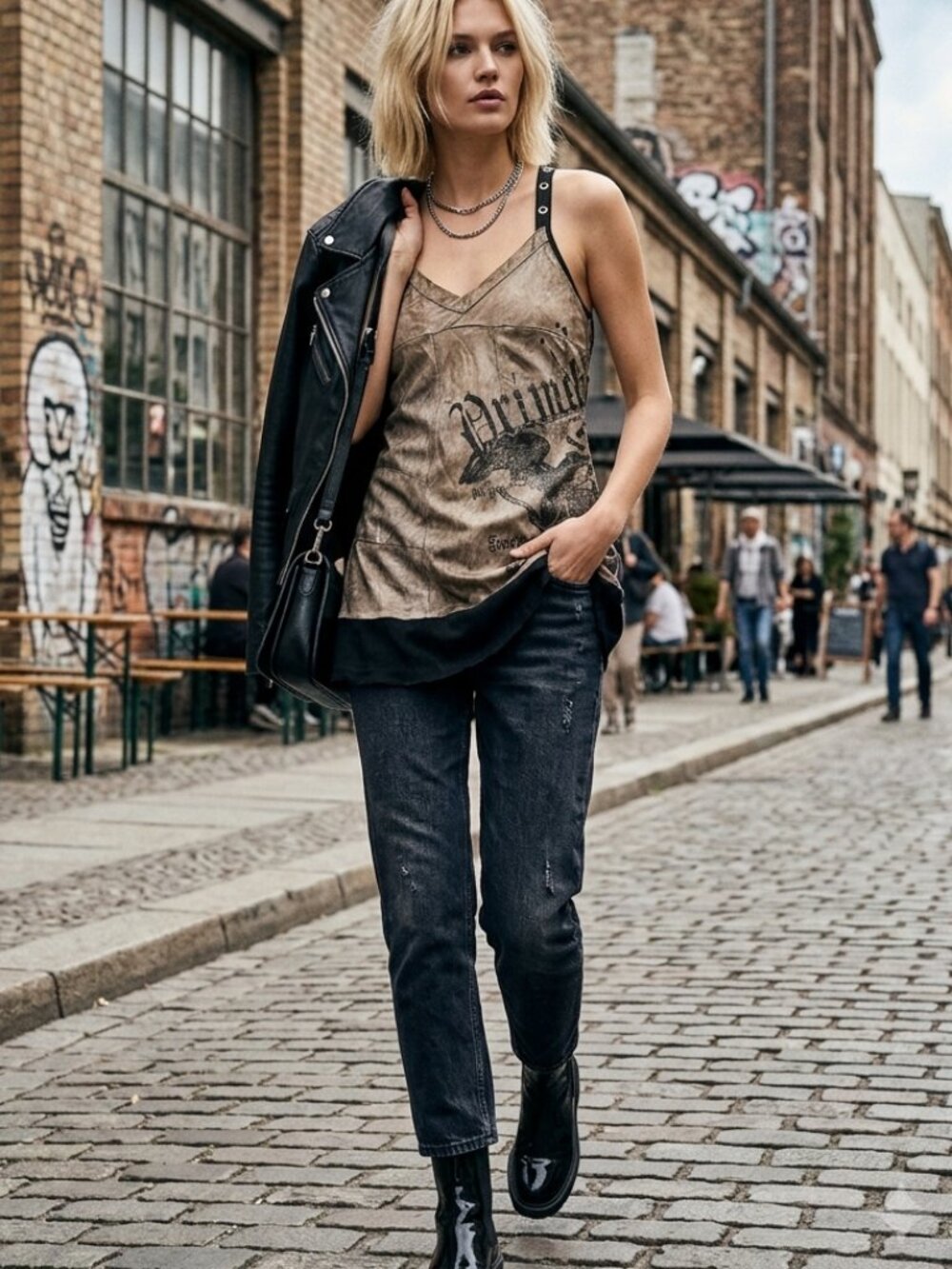 Vintage Silky Grunge Goth Primevil Top with black laces L